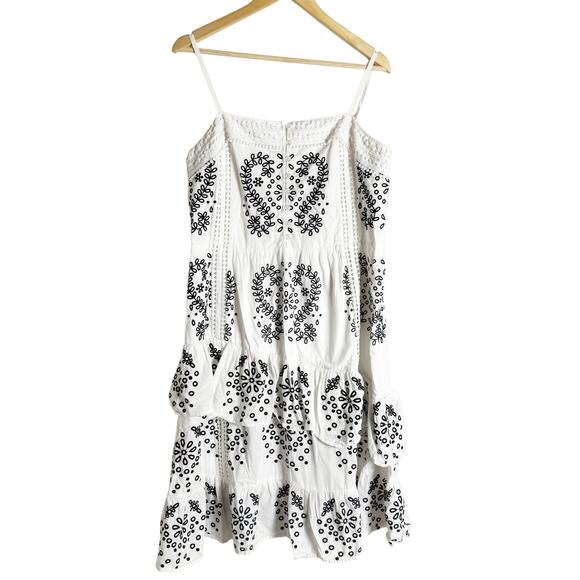 Marissa Webb White Embroidered Sleeveless Shift Dress Size 12 - Picture 1 of 12